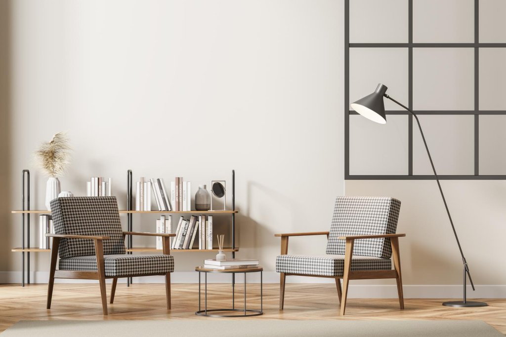 Woonkamer met visgraatvloer